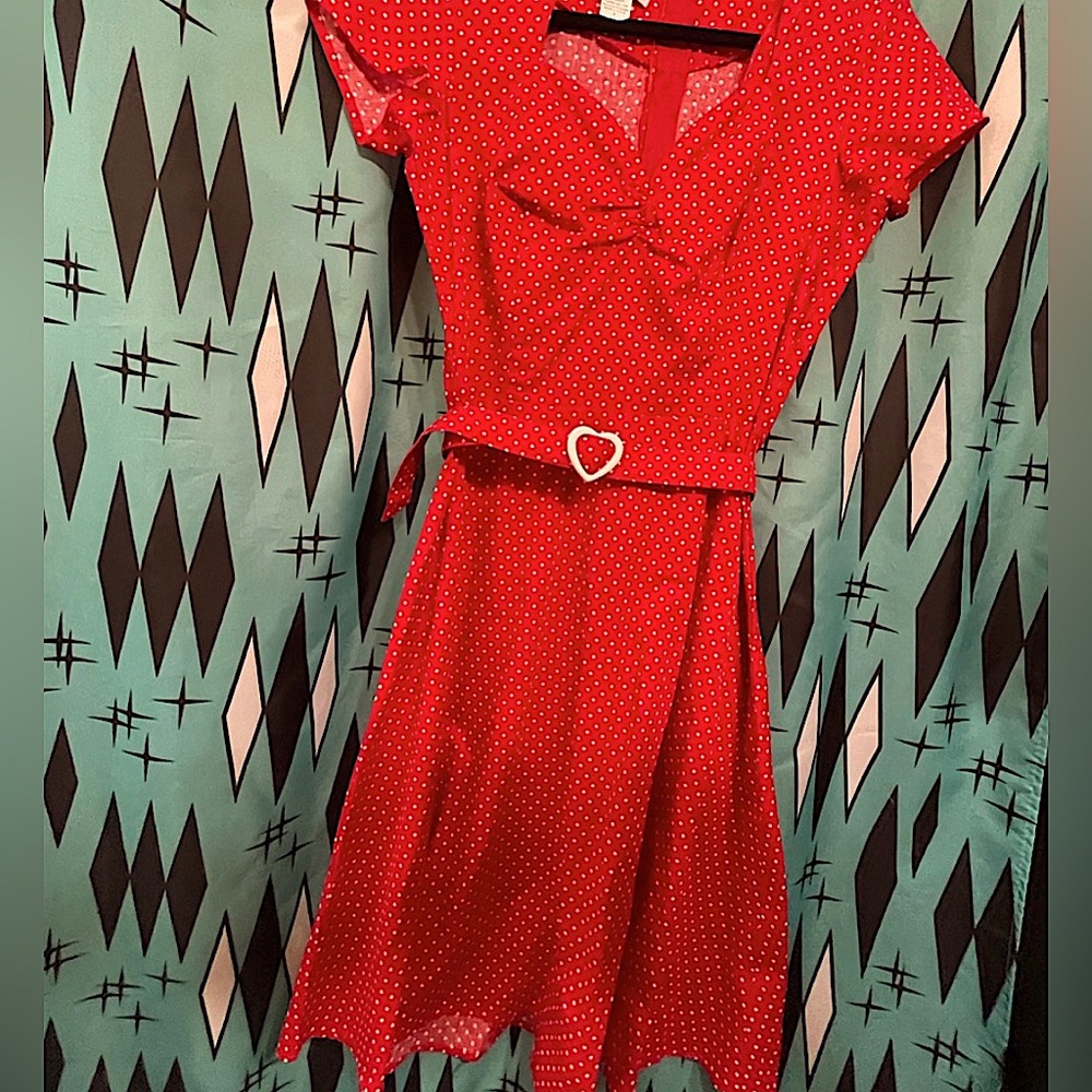 Heartbreaker Aimee Retro Belted Sweetheart Dress-sz Lg